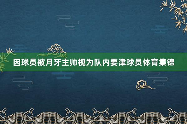 因球员被月牙主帅视为队内要津球员体育集锦