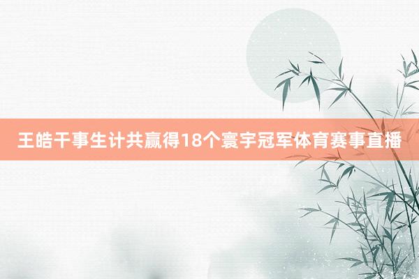 王皓干事生计共赢得18个寰宇冠军体育赛事直播