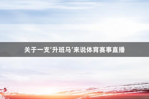 关于一支‘升班马’来说体育赛事直播